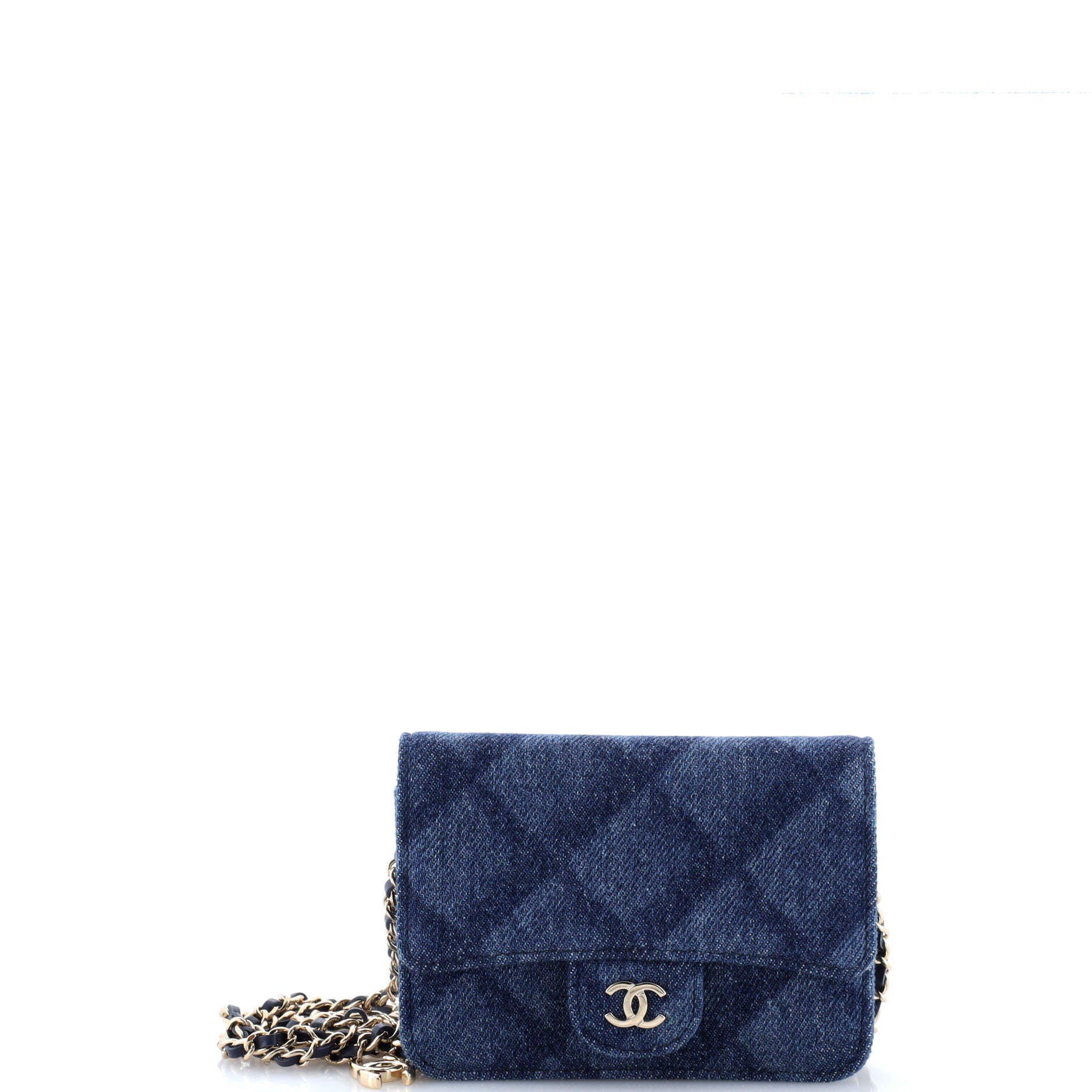 Classic Flap Belt Bag 3D Quilt Printed Denim Mini