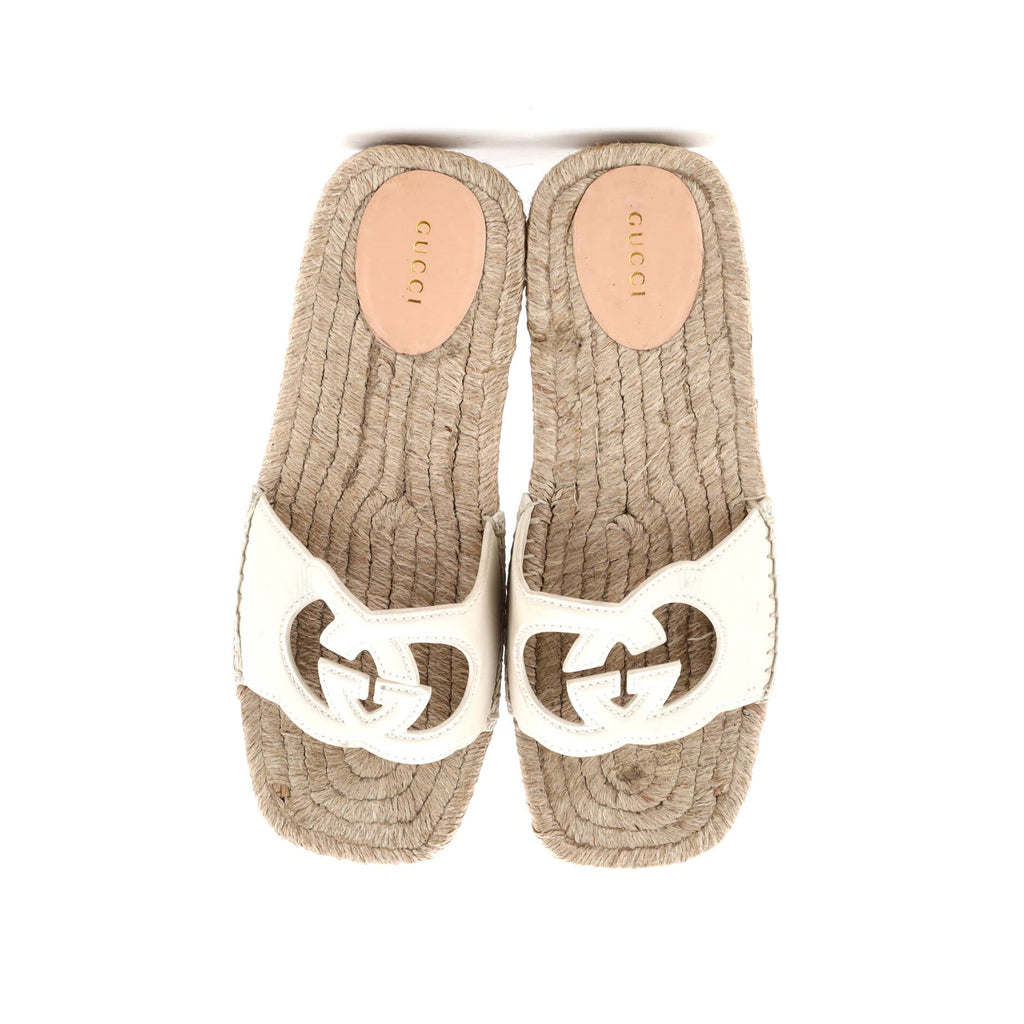 Women's Interlocking G Espadrille Slide Platform Sandals Leather