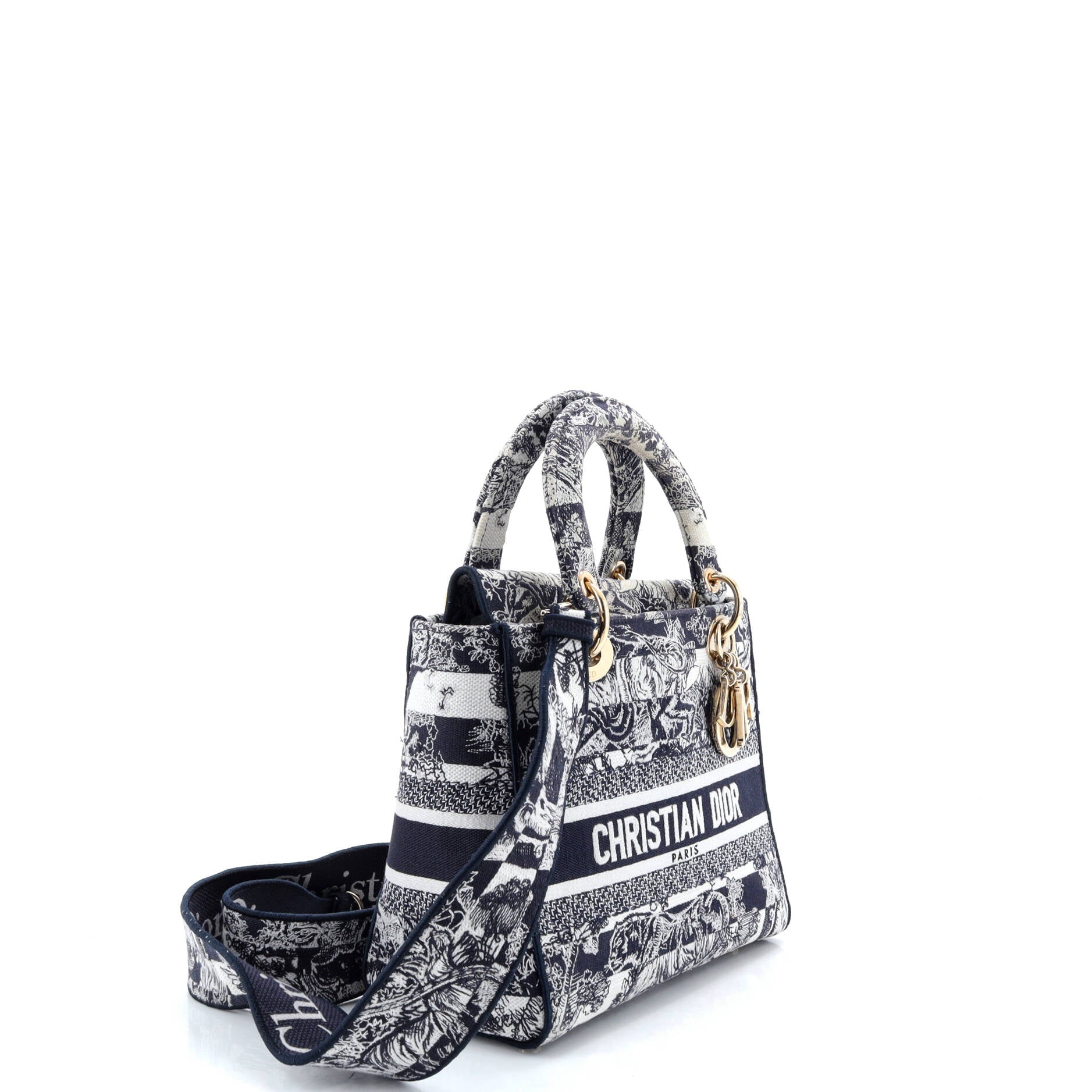 Lady D-Lite Bag Embroidered Canvas Medium