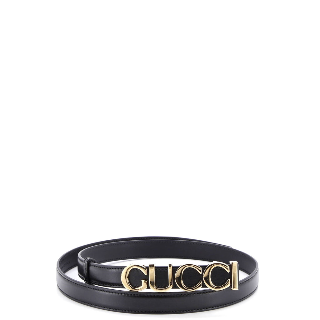 Logo Letters Buckle Belt Leather