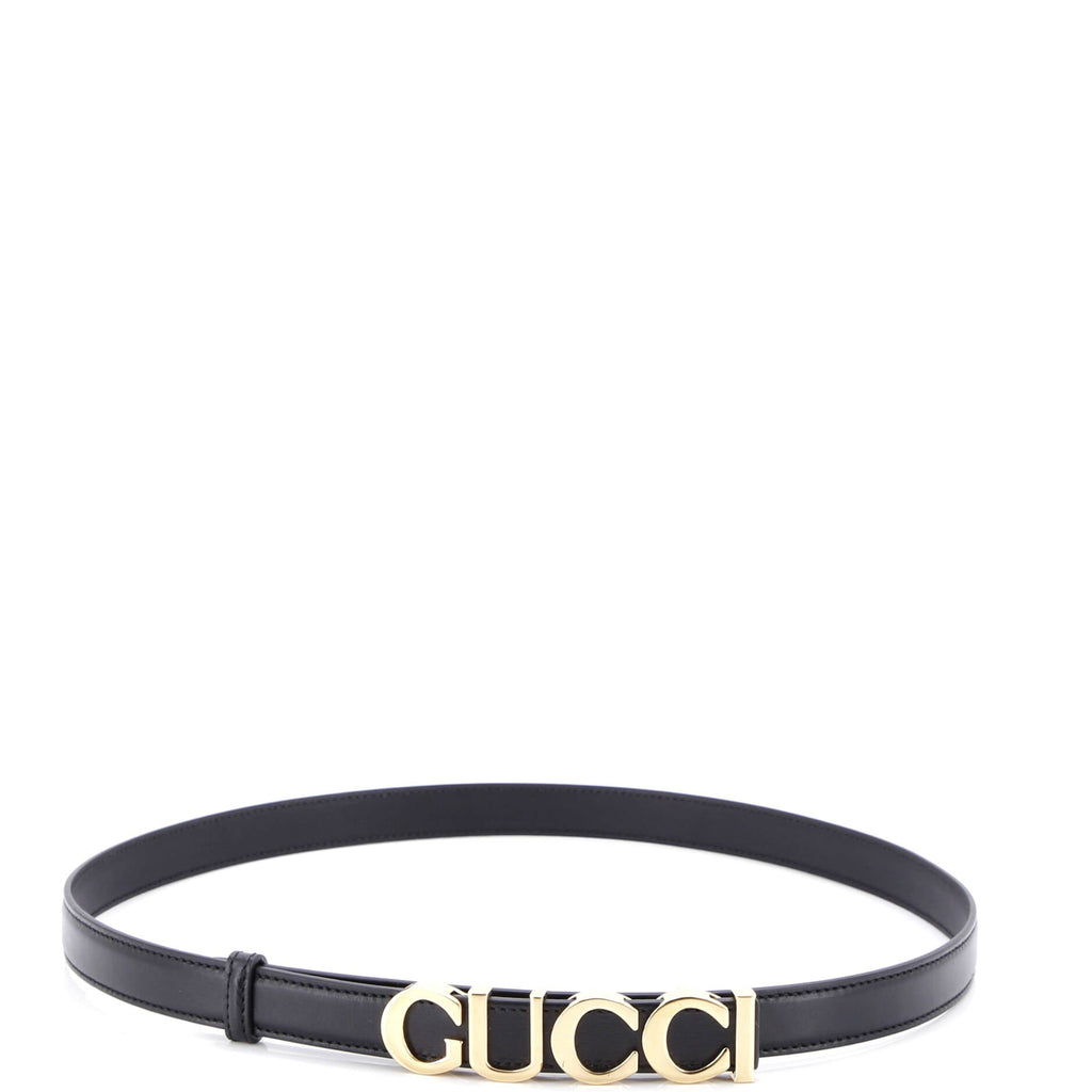 Logo Letters Buckle Belt Leather