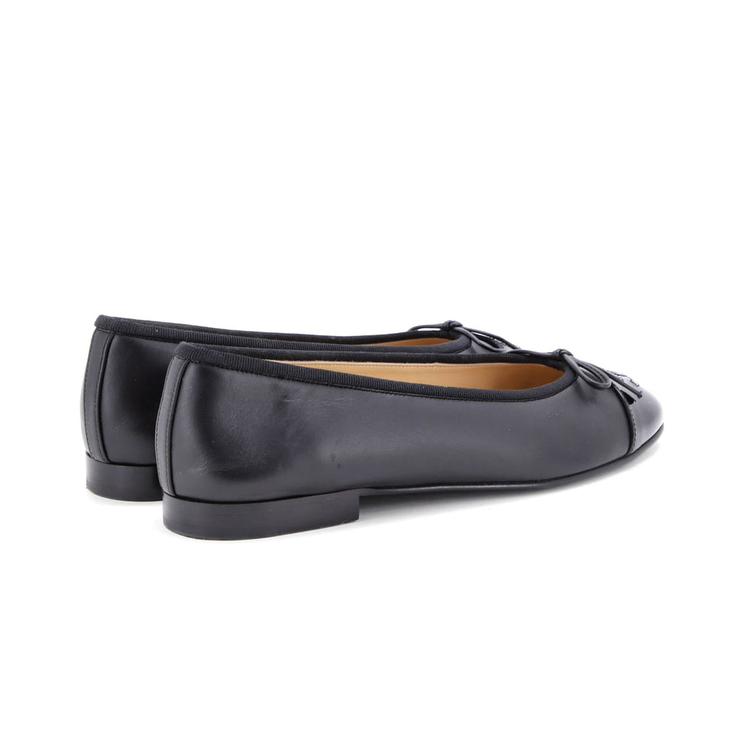 Women's CC Cap Toe Bow Ballerina Flats Leather and Patent
