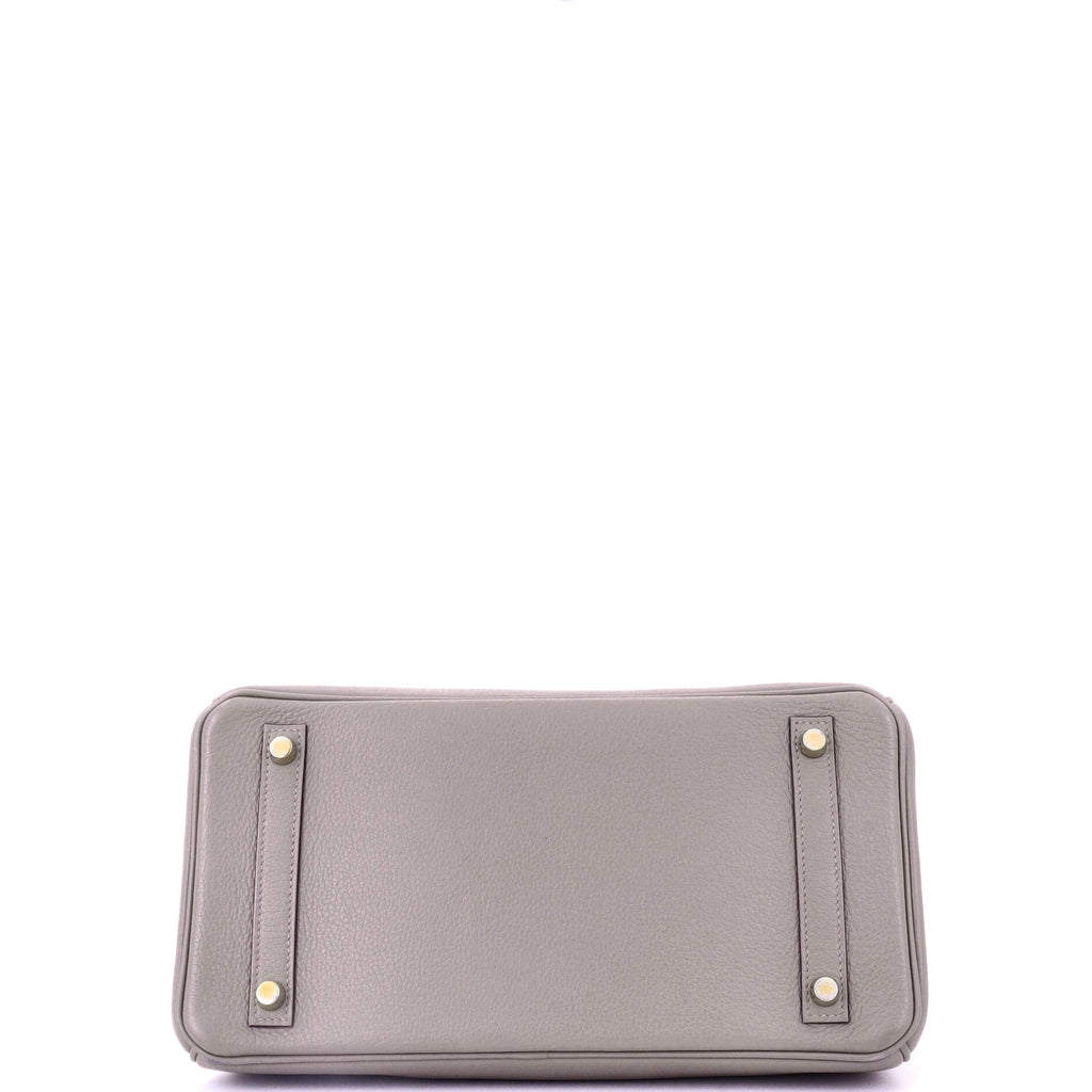 Birkin Handbag Grey Novillo with Gold Hardware 30