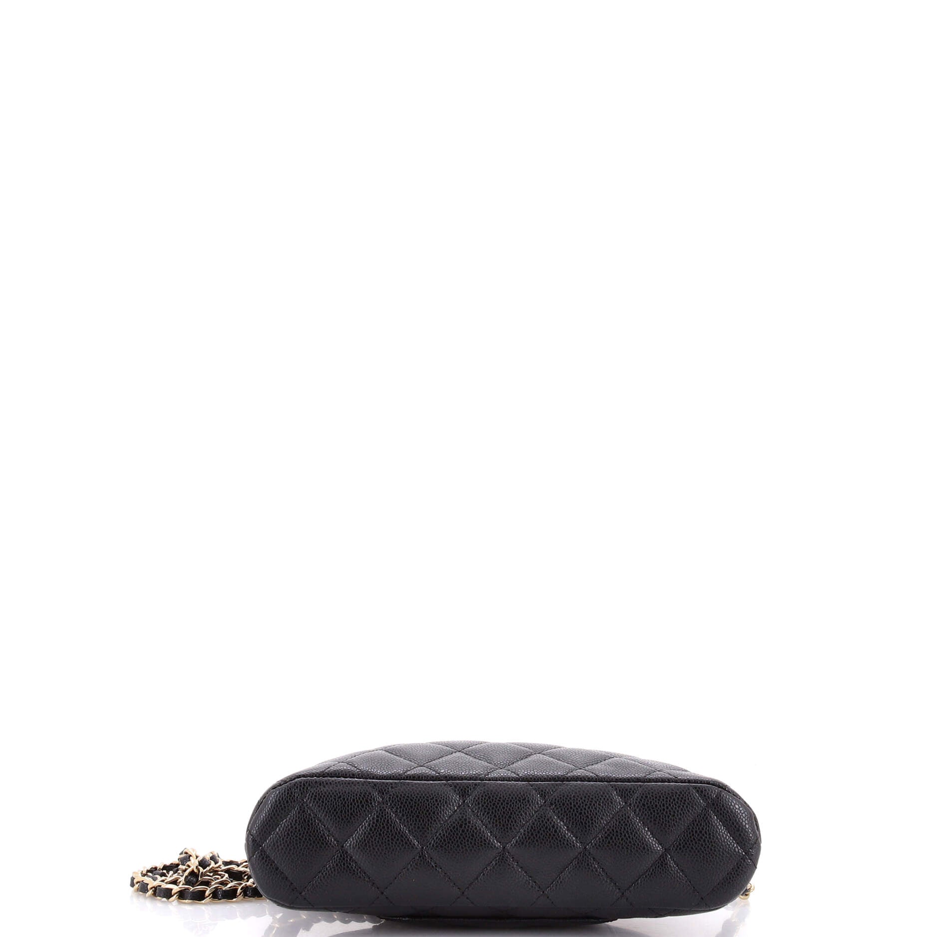CC Dome Zip Clutch with Chain Quilted Caviar Small