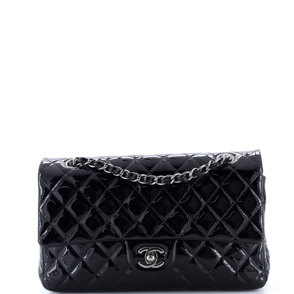 Vintage Classic Double Flap Bag Quilted Patent Medium
