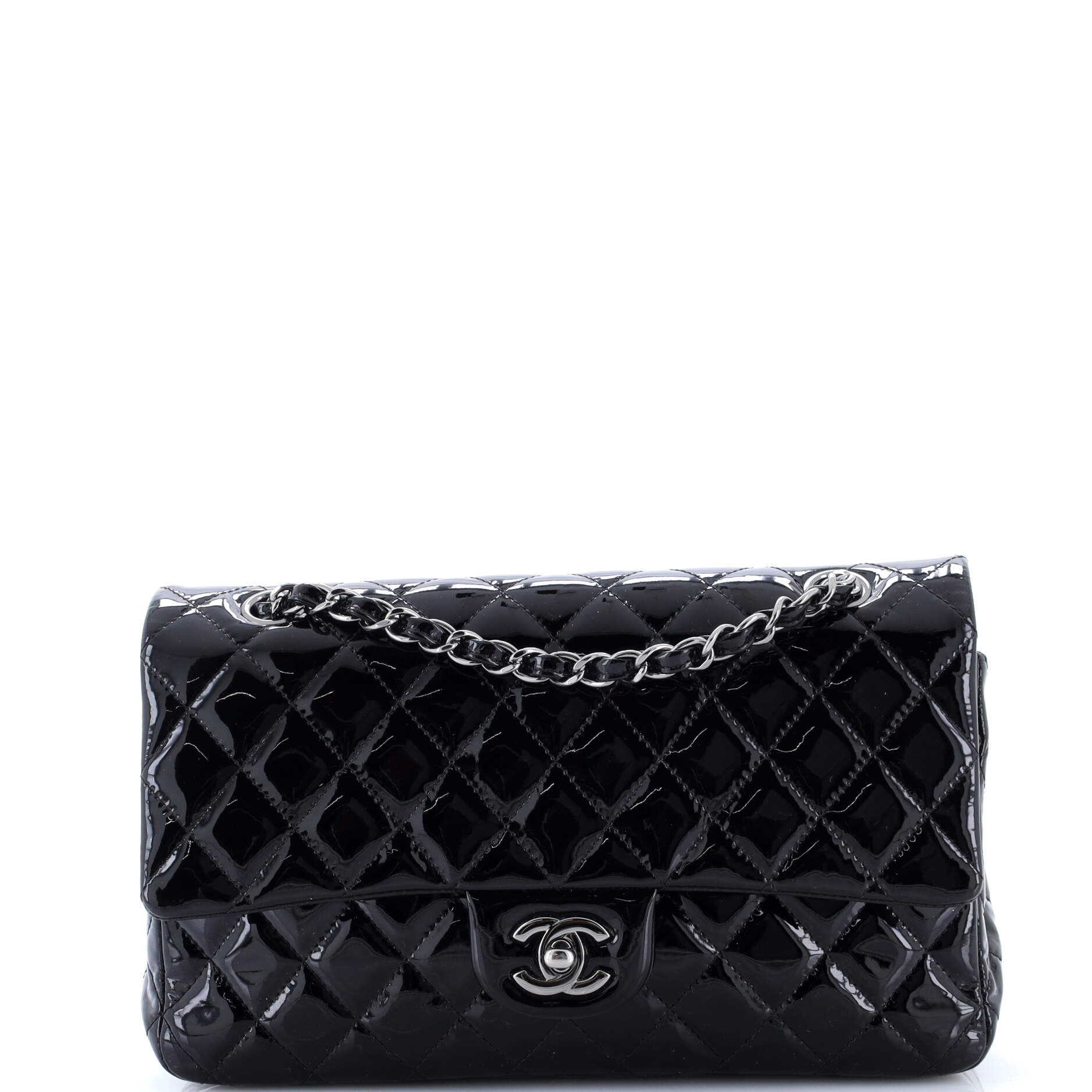 Vintage Classic Double Flap Bag Quilted Patent Medium