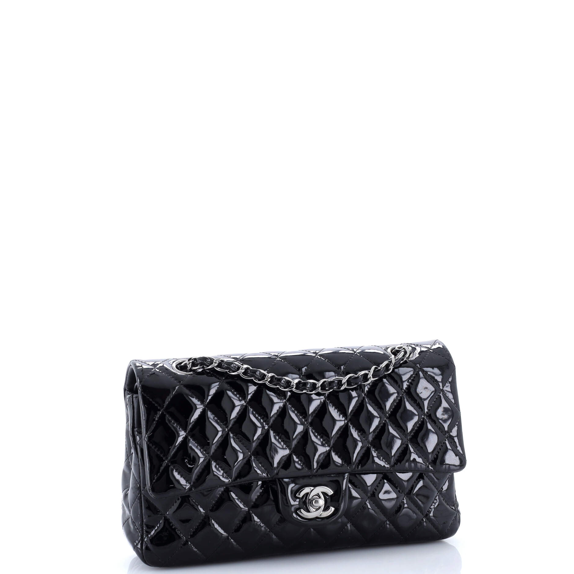 Vintage Classic Double Flap Bag Quilted Patent Medium