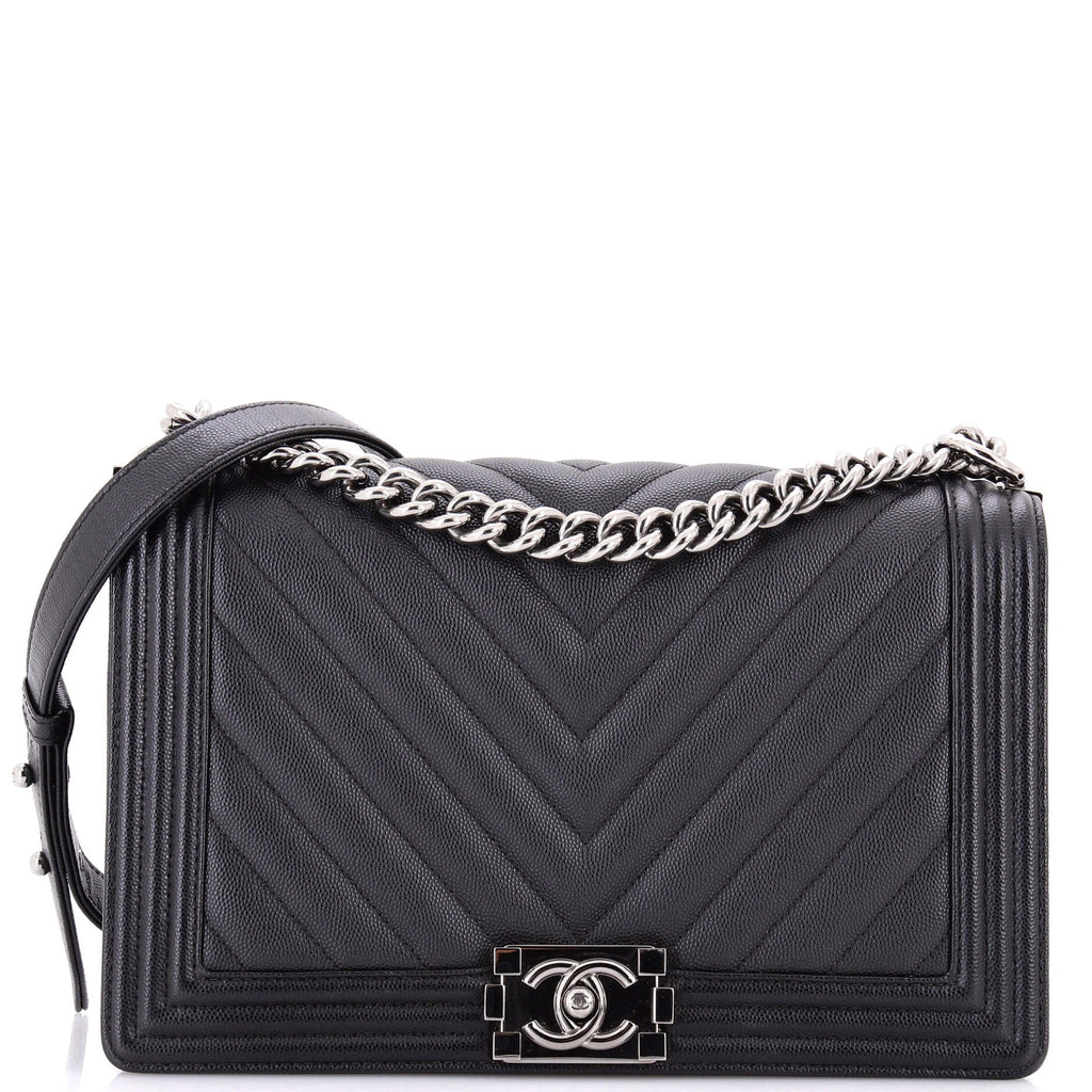 Boy Flap Bag Chevron Caviar New Medium