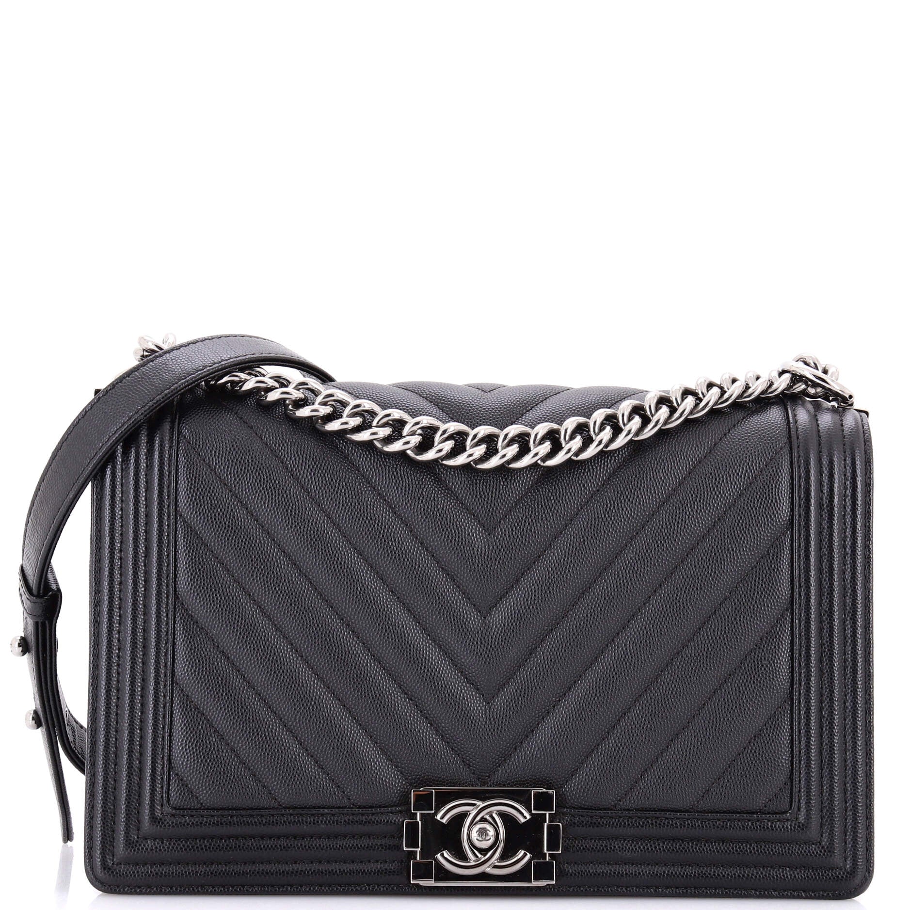 Boy Flap Bag Chevron Caviar New Medium