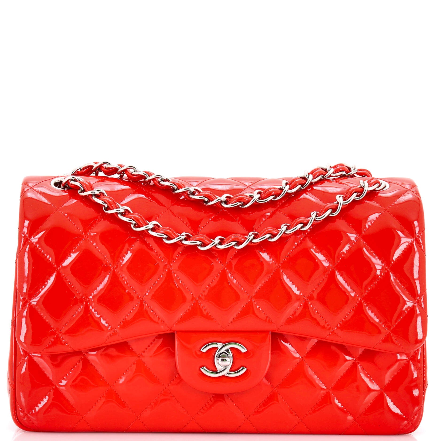 Classic Double Flap Bag Quilted Patent Jumbo