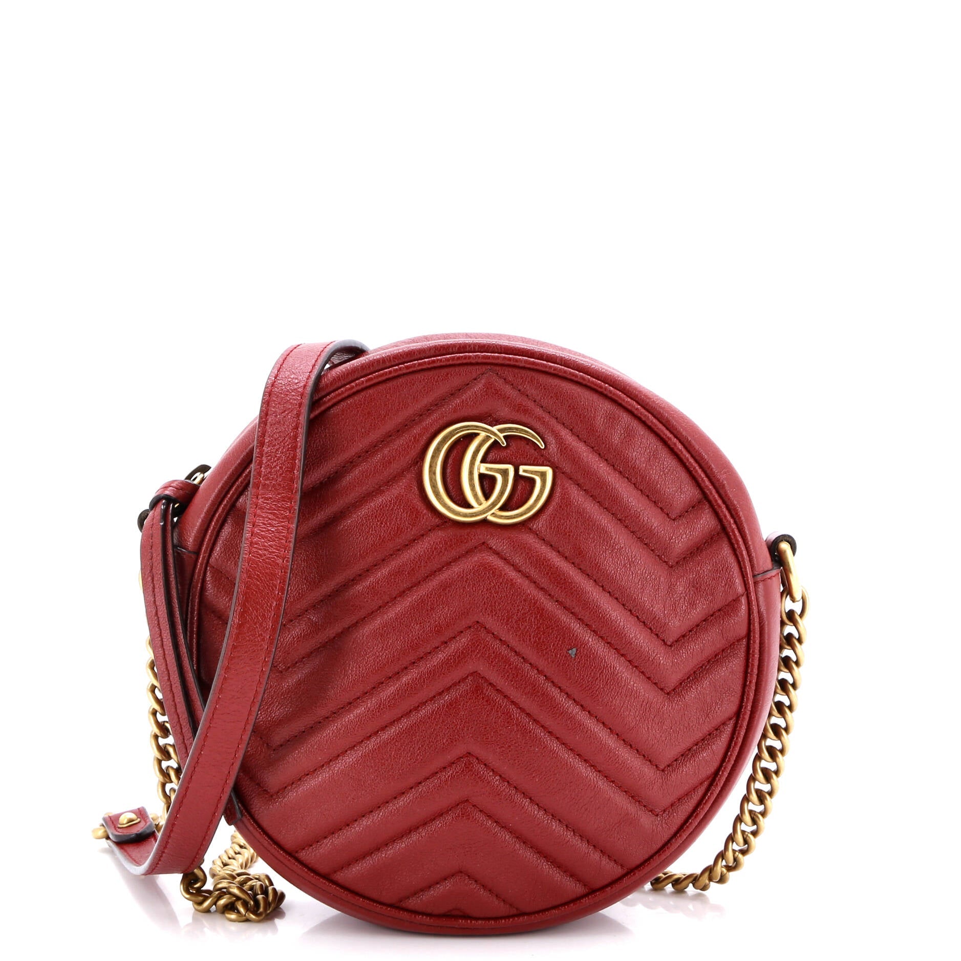 GG Marmont Round Shoulder Bag Matelasse Leather Mini