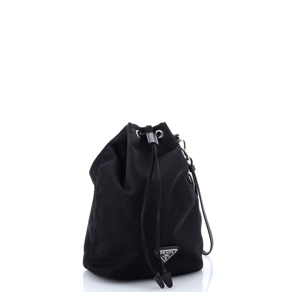 Drawstring Wristlet Bucket Bag Tessuto Small