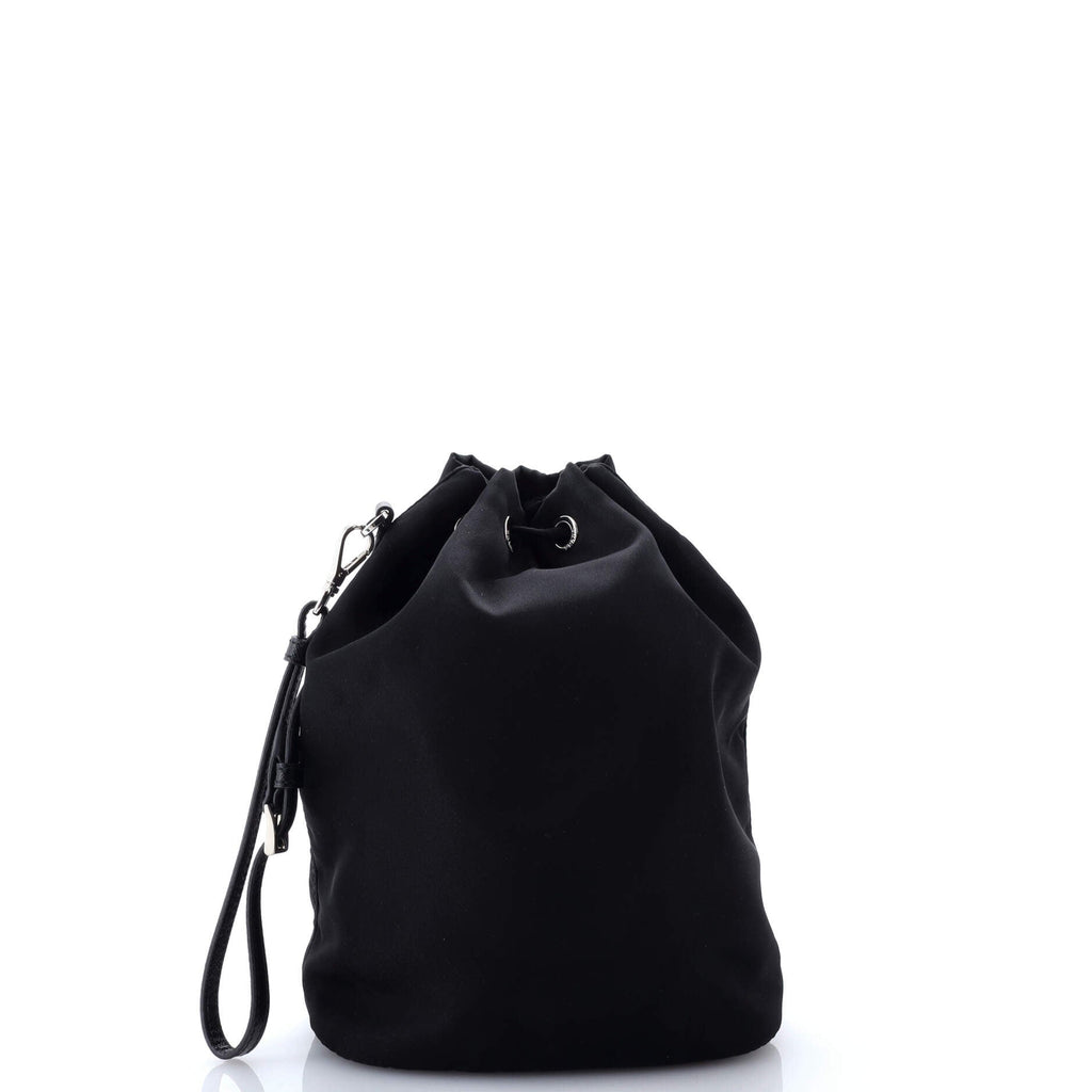 Drawstring Wristlet Bucket Bag Tessuto Small