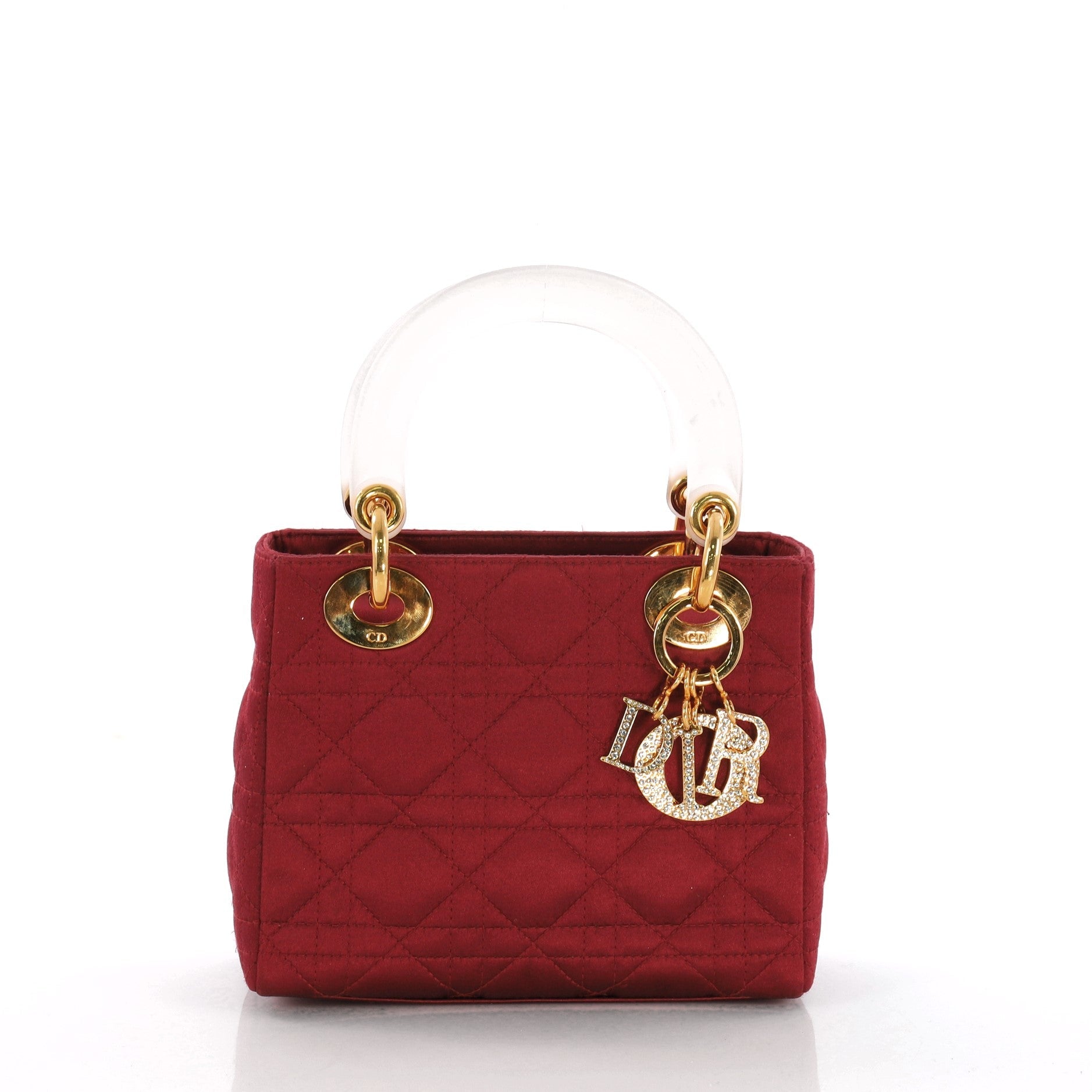 Vintage Lady Dior Handbag Cannage Quilt Satin with Crystals Mini