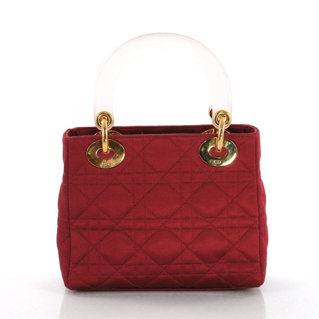 Vintage Lady Dior Handbag Cannage Quilt Satin with Crystals Mini