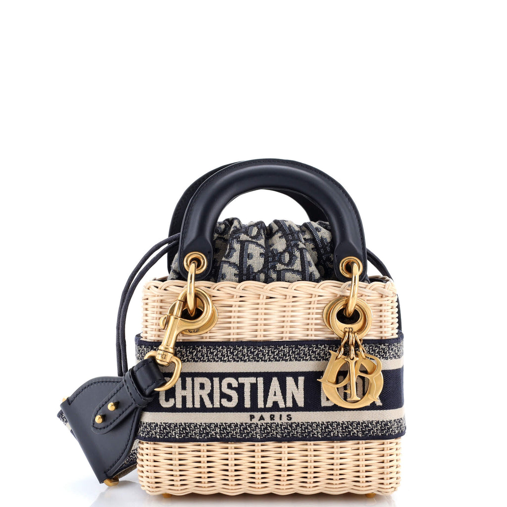 Lady Dior Bag Wicker and Oblique Canvas Mini