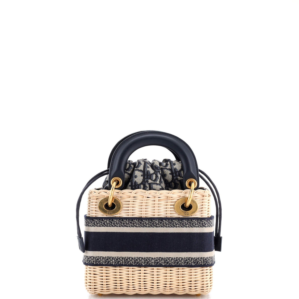 Lady Dior Bag Wicker and Oblique Canvas Mini