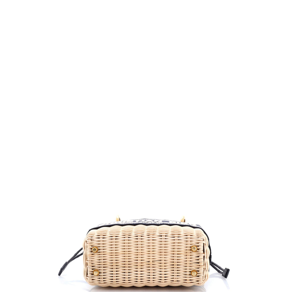 Lady Dior Bag Wicker and Oblique Canvas Mini
