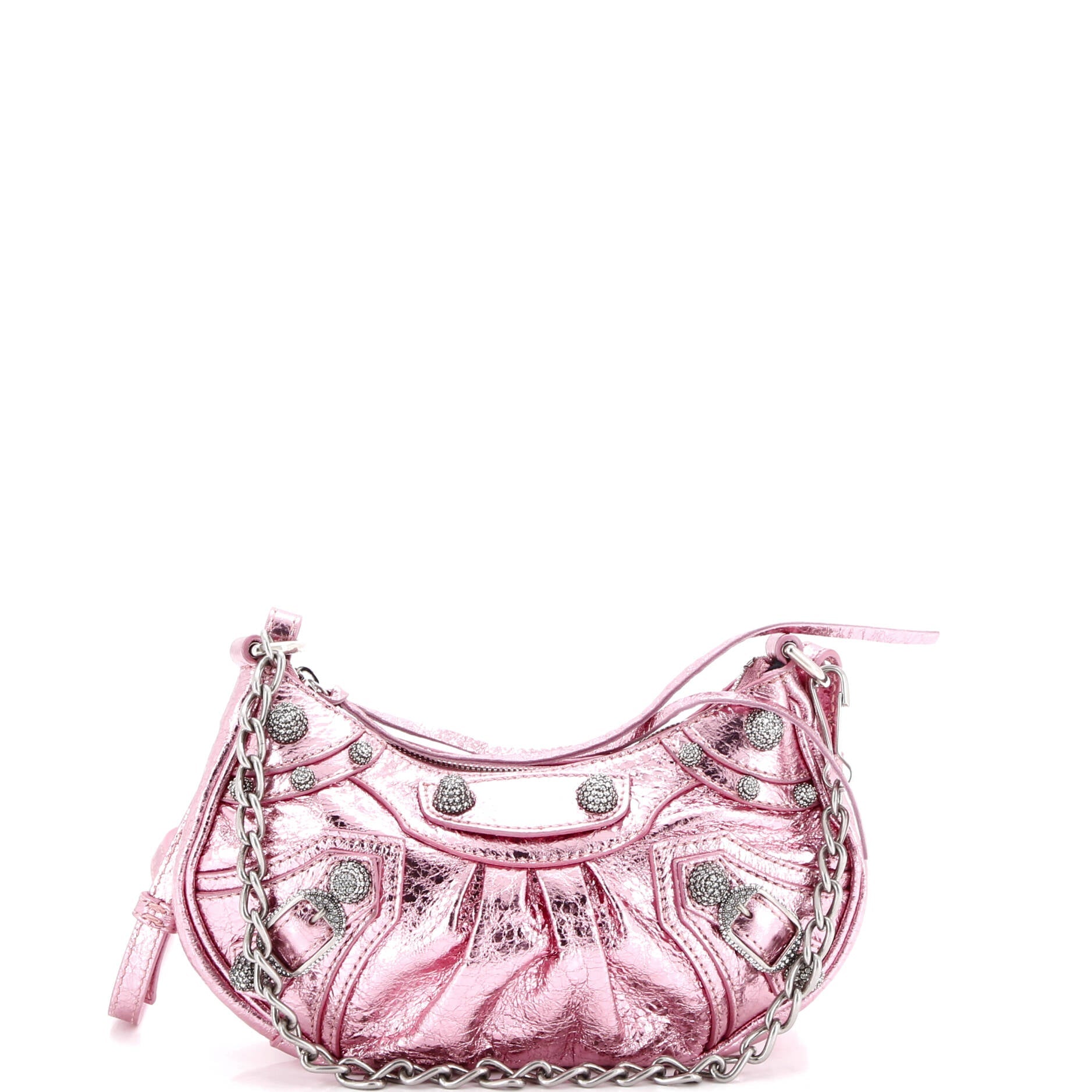 Le Cagole Giant Studs Shoulder Bag Leather with Crystals Mini