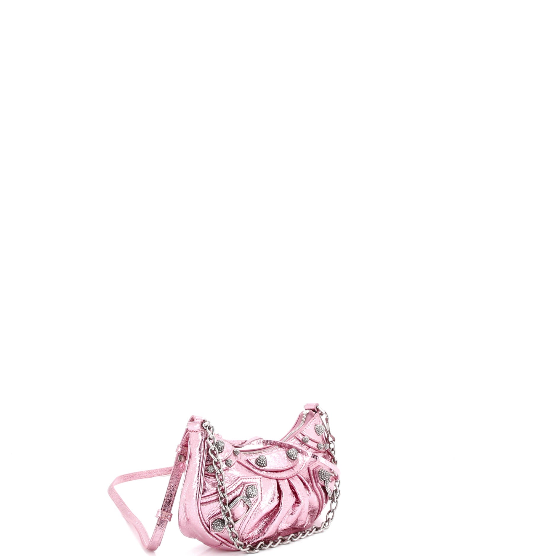 Le Cagole Giant Studs Shoulder Bag Leather with Crystals Mini