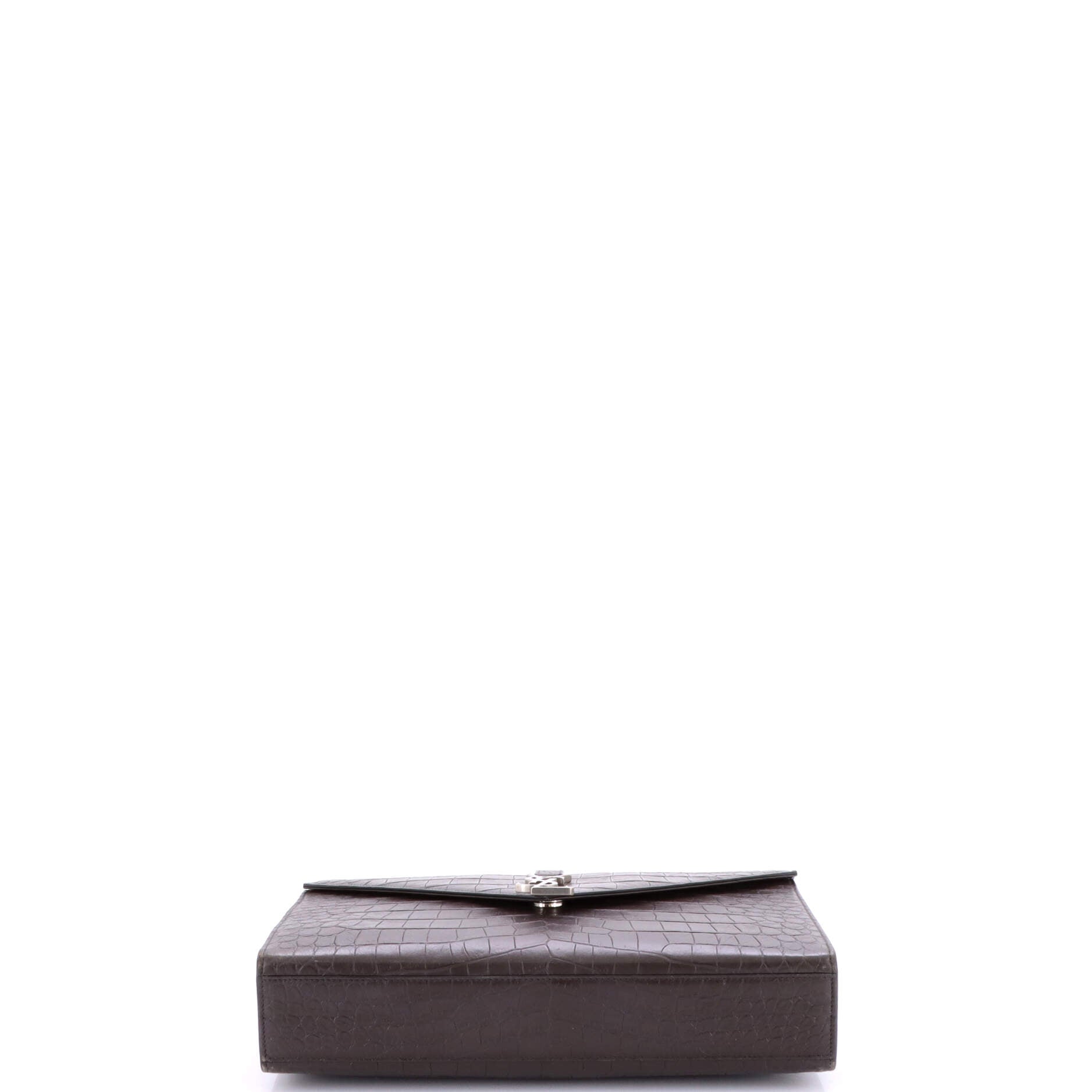 Classic Monogram Envelope Satchel Crocodile Embossed Leather Large