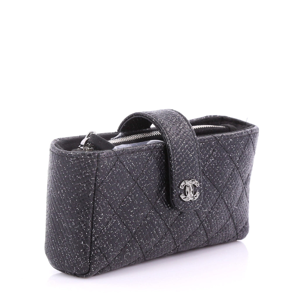 Phone Holder Clutch Quilted Glitter Caviar