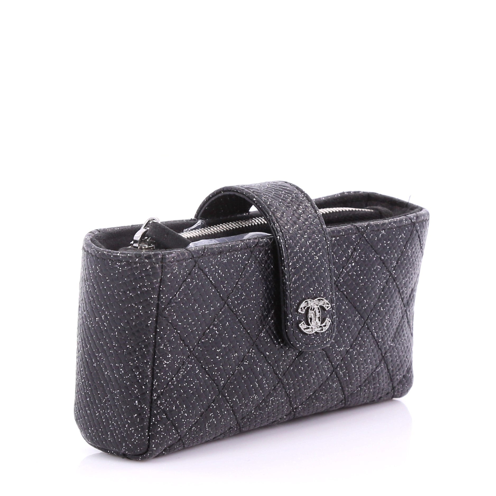 Phone Holder Clutch Quilted Glitter Caviar