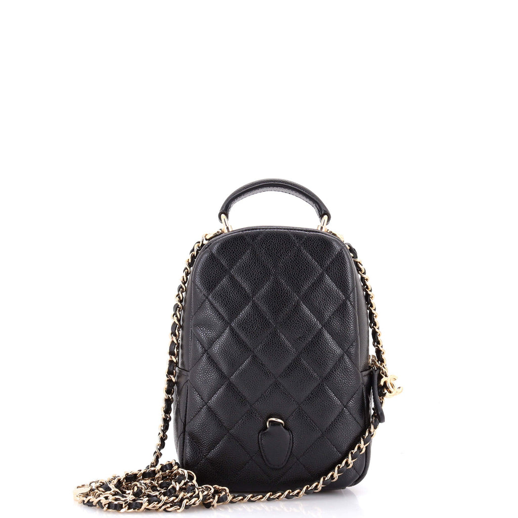 Classic CC Chain Pocket Backpack Quilted Caviar Mini