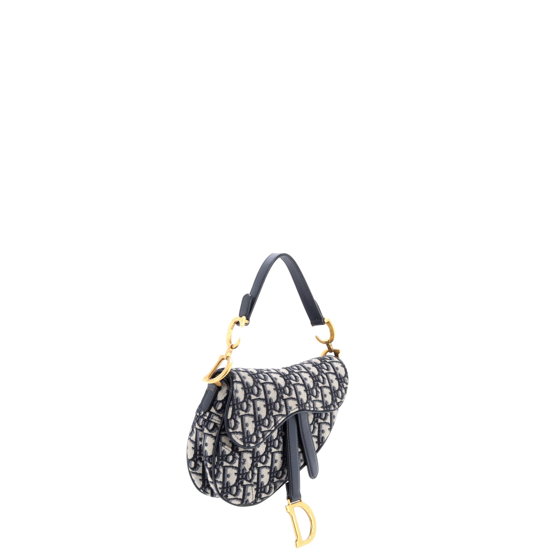 Saddle Handbag with Strap Oblique Canvas Mini