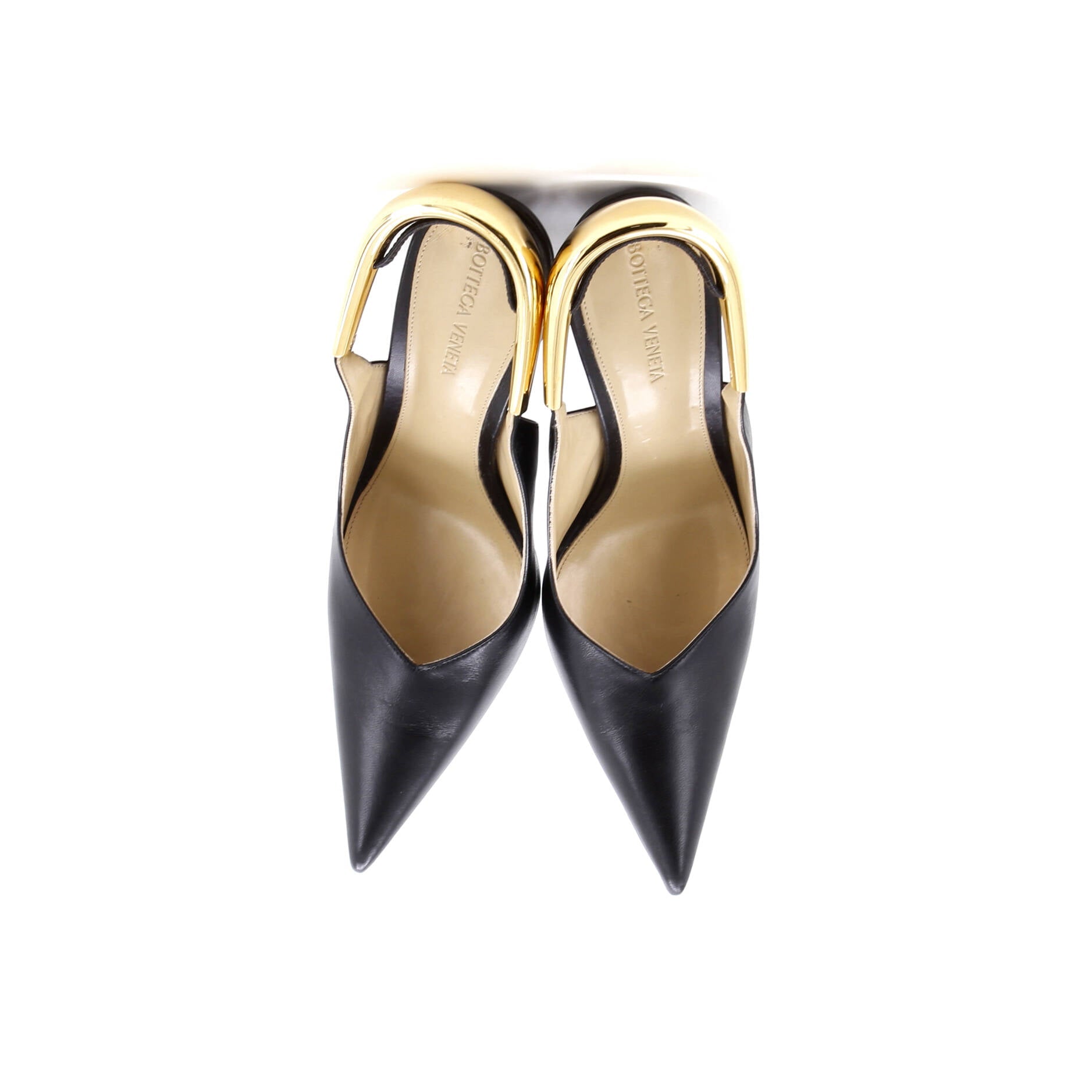 Women's Punta Slingback Wedge Pumps Leather with Metal Detail