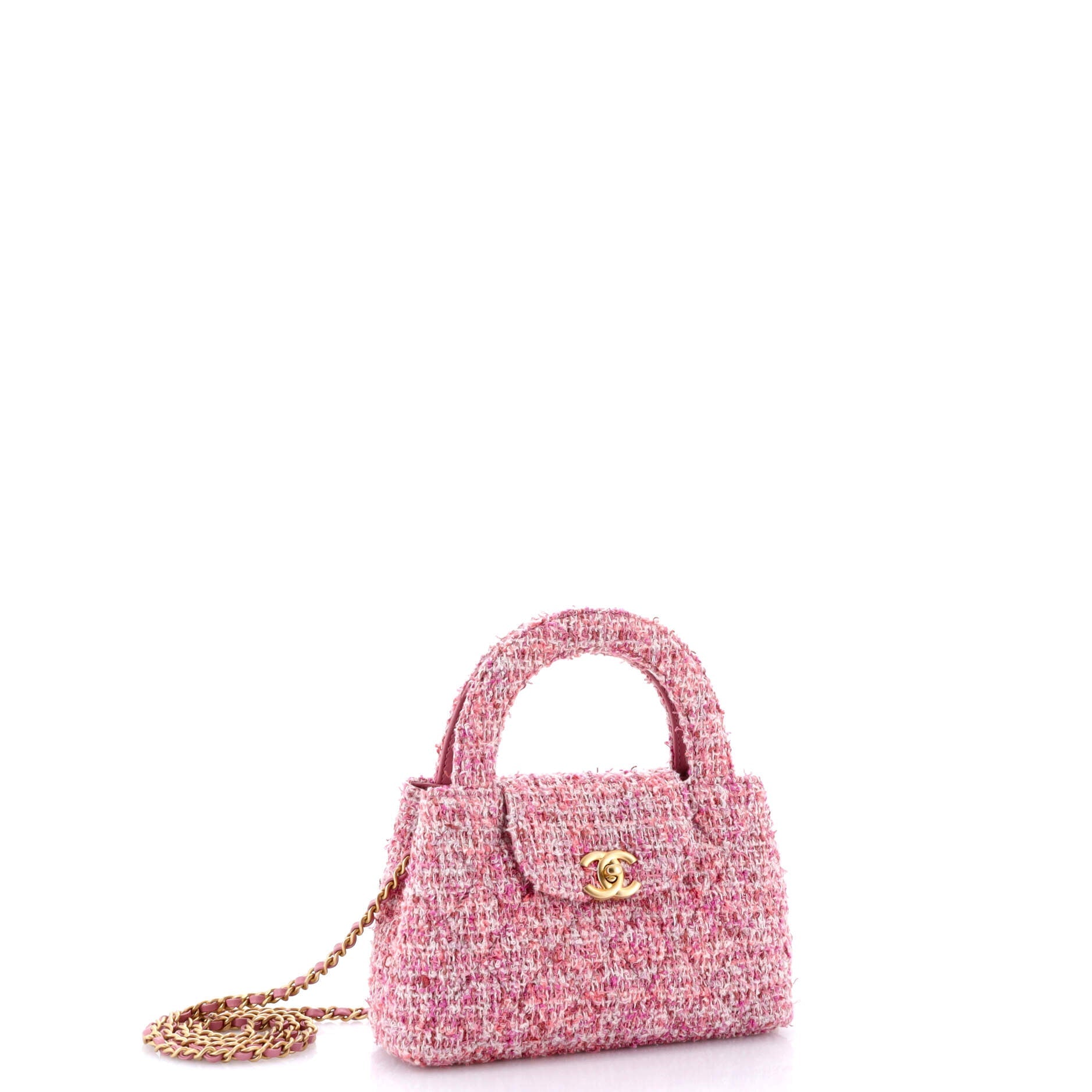 Kelly Top Handle Shopping Bag Quilted Tweed Mini