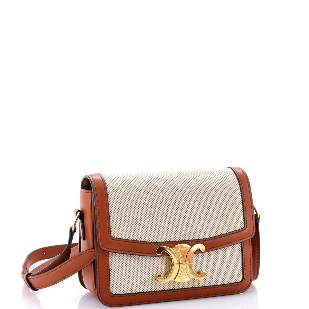 Triomphe Shoulder Bag Canvas with Leather Teen