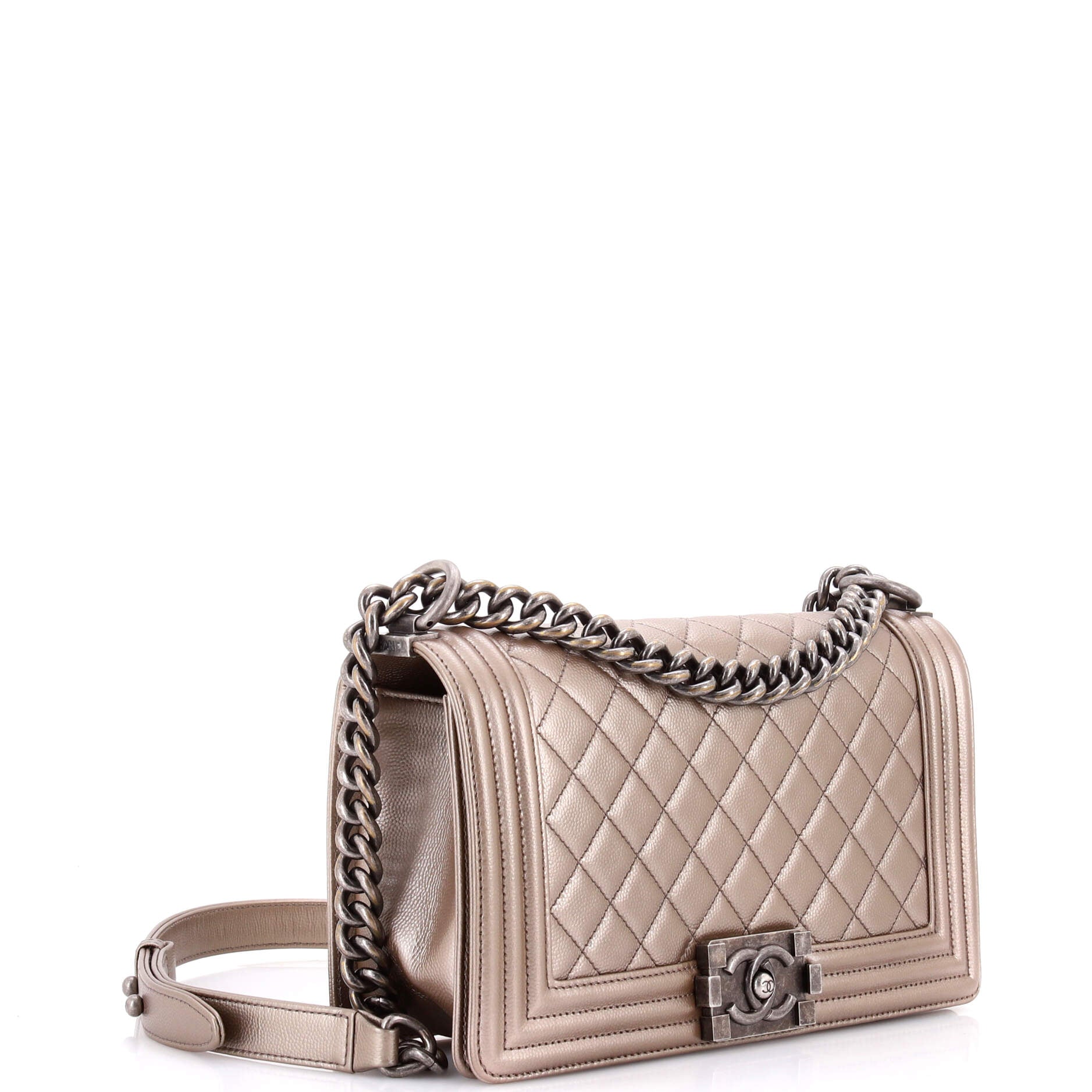 Boy Flap Bag Quilted Metallic Caviar Old Medium