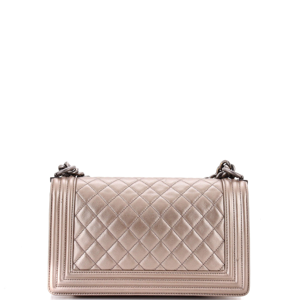 Boy Flap Bag Quilted Metallic Caviar Old Medium