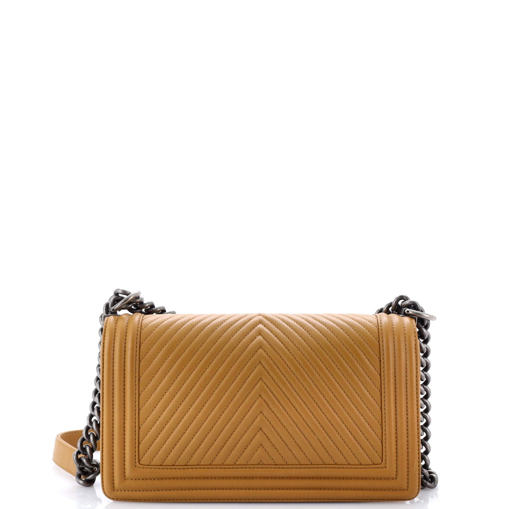 Boy Flap Bag Chevron Wrinkled Lambskin Old Medium
