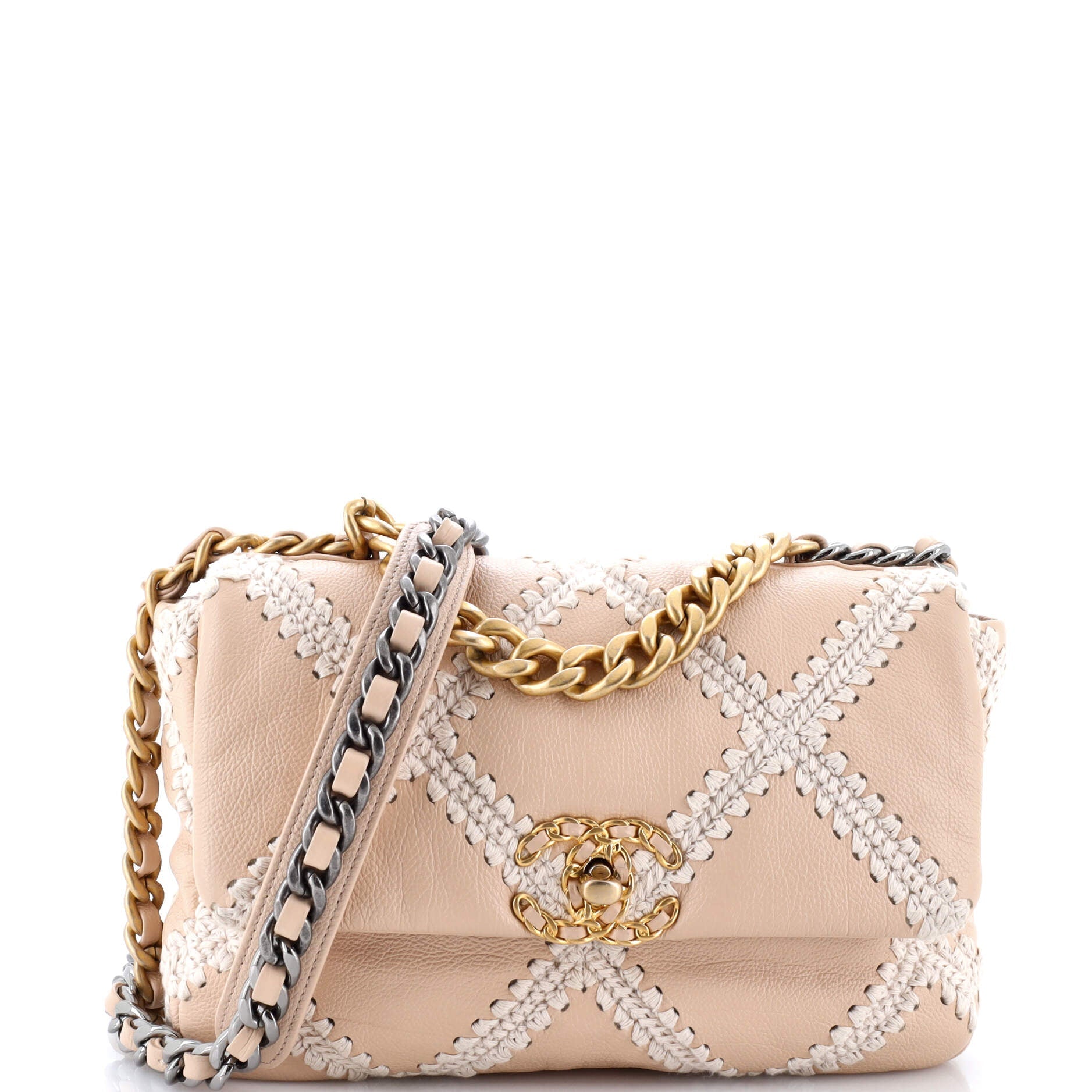 19 Flap Bag Crochet Quilted Calfskin Medium