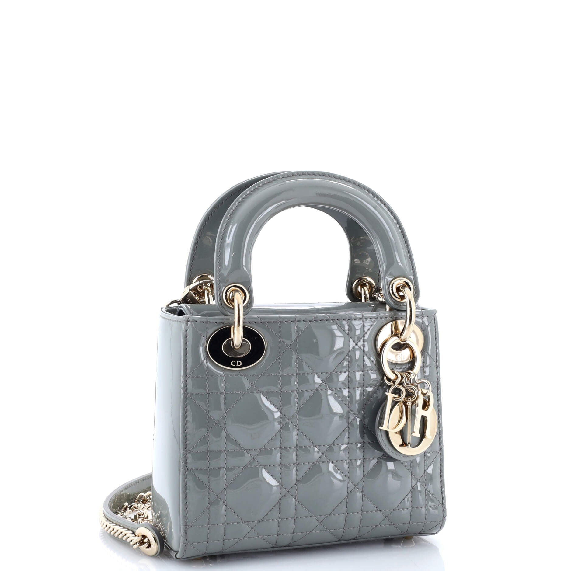Lady Dior Chain Bag Cannage Quilt Patent Mini