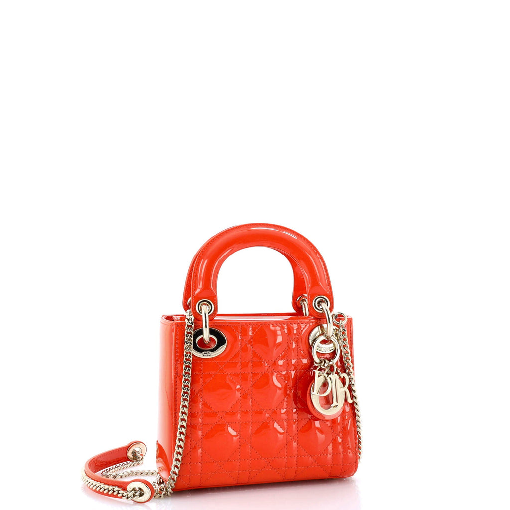 Lady Dior Chain Bag Cannage Quilt Patent Mini