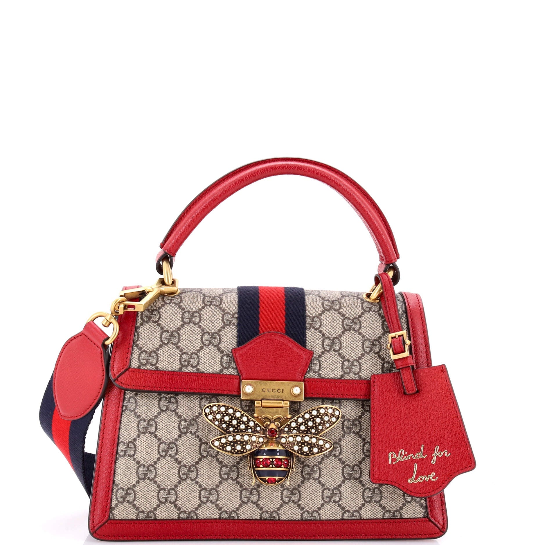 Queen Margaret Top Handle Bag GG Coated Canvas with Leather Small