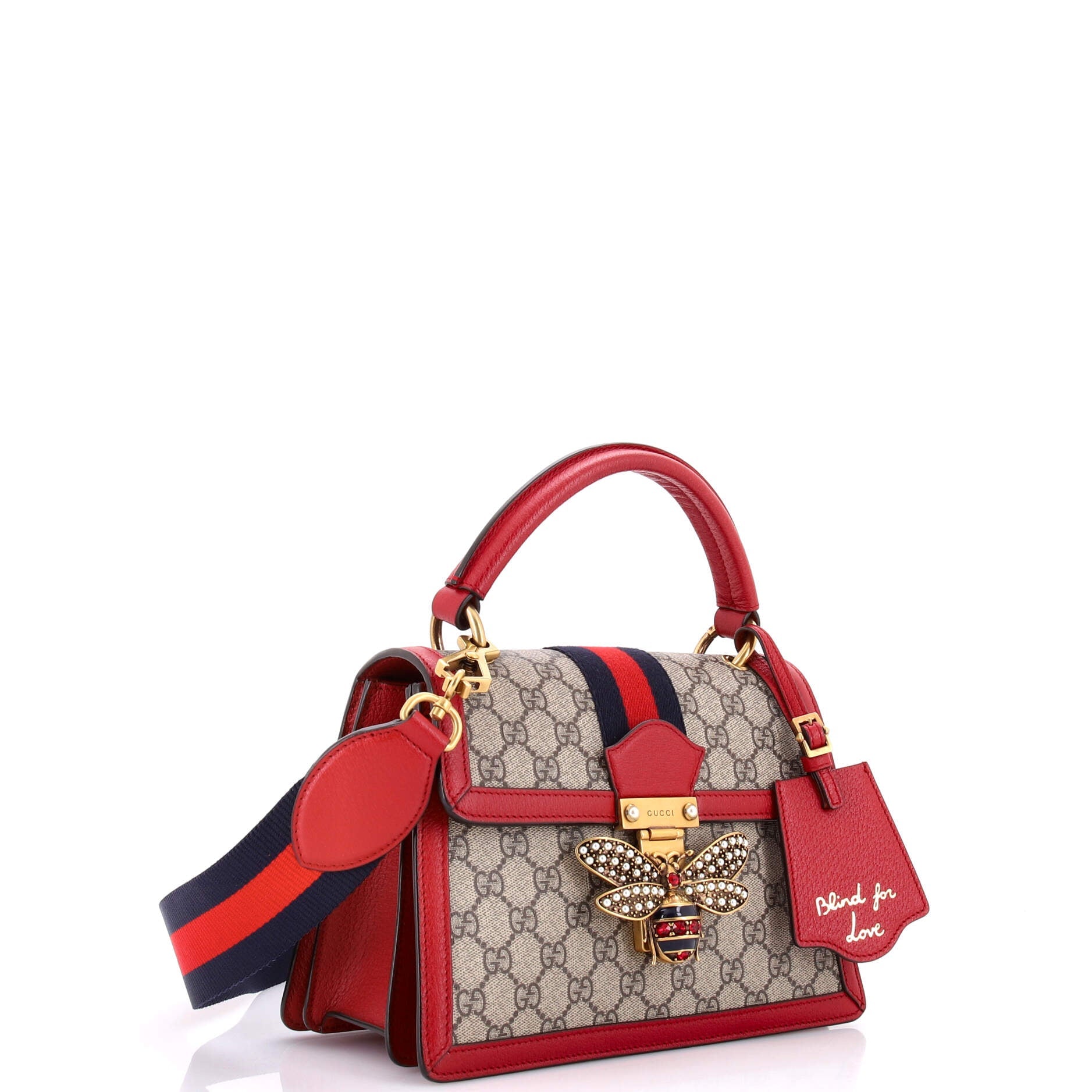 Queen Margaret Top Handle Bag GG Coated Canvas with Leather Small