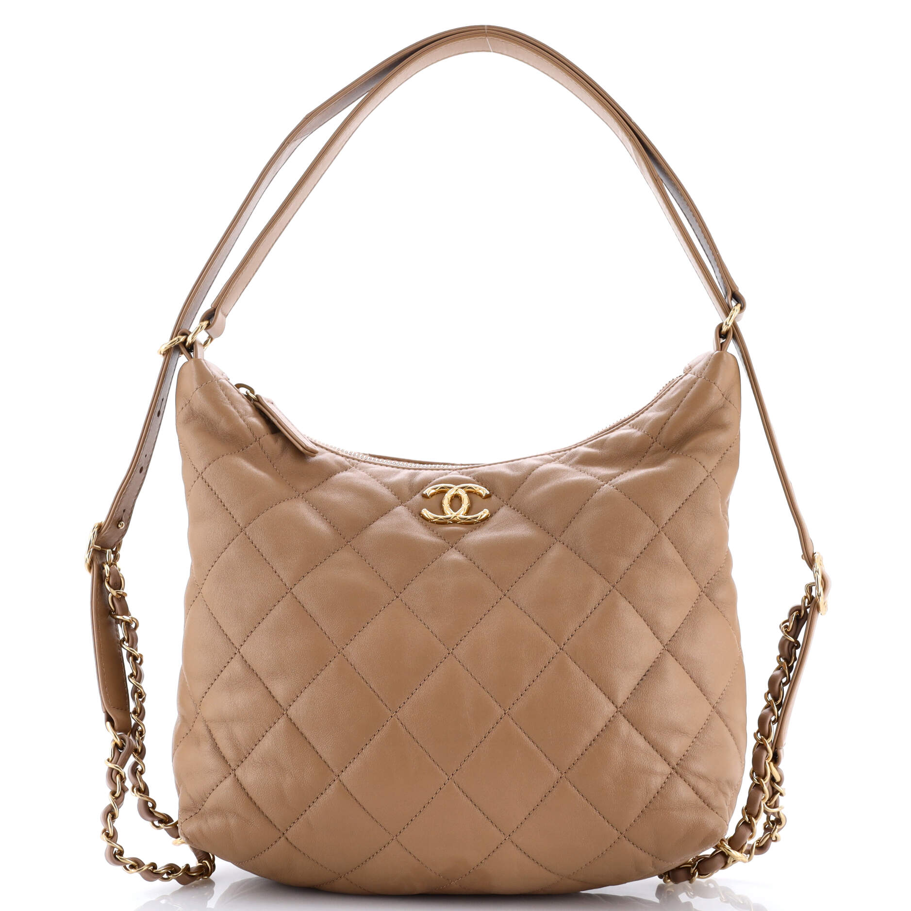 CC Zip Backpack Hobo Quilted Lambskin