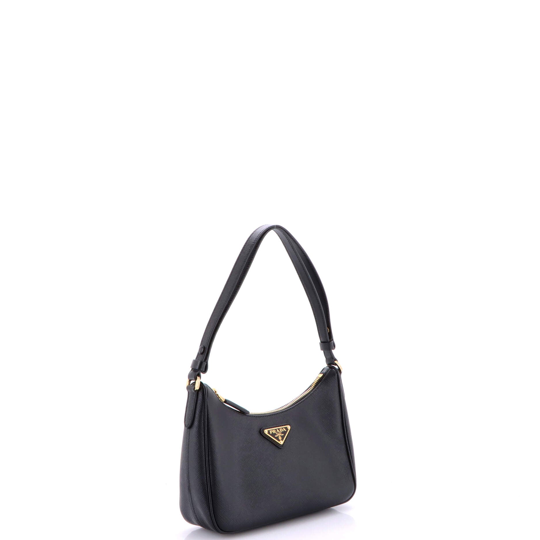 Adjustable Handle Zip Hobo Saffiano Leather Mini