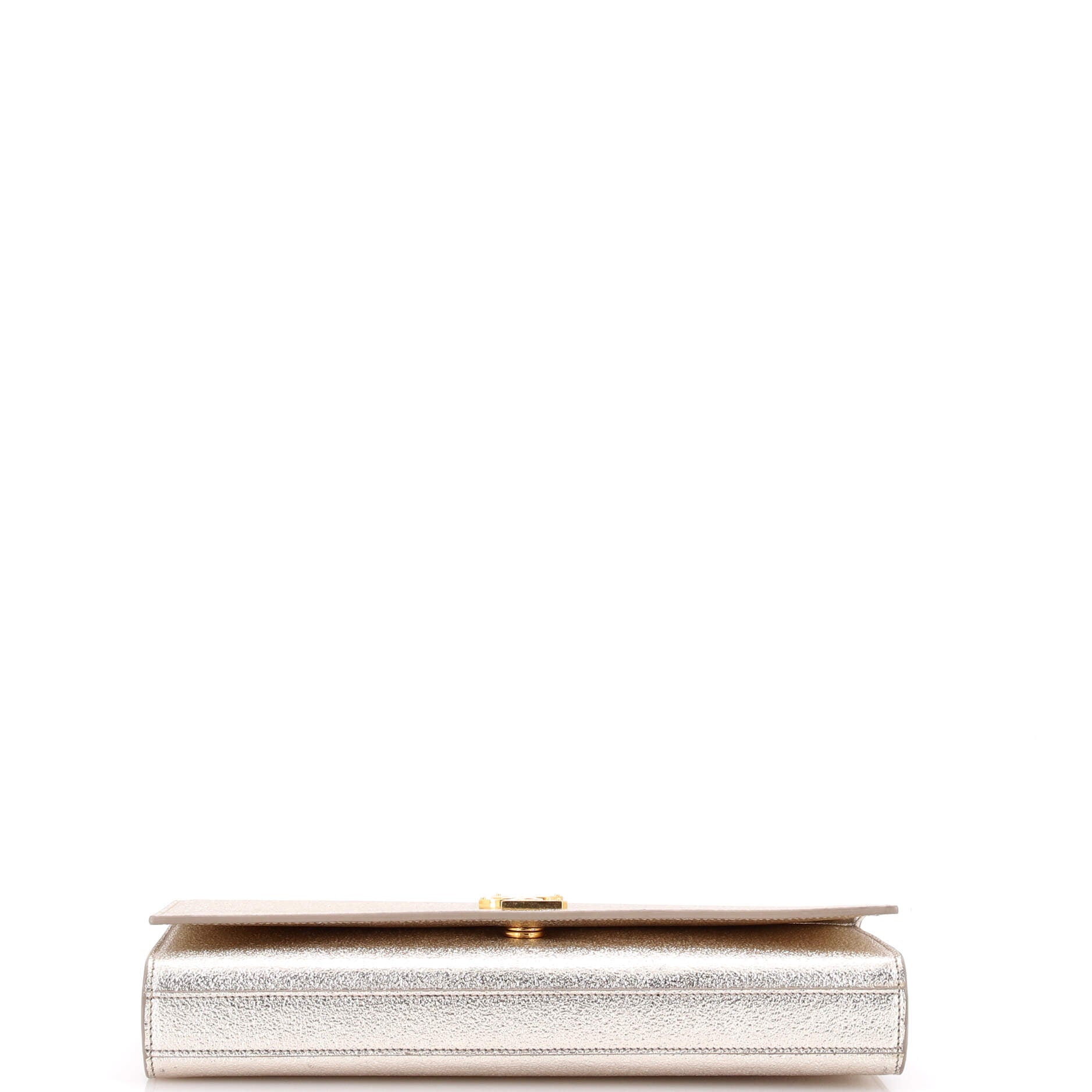 Classic Monogram Clutch Metallic Calfskin Long