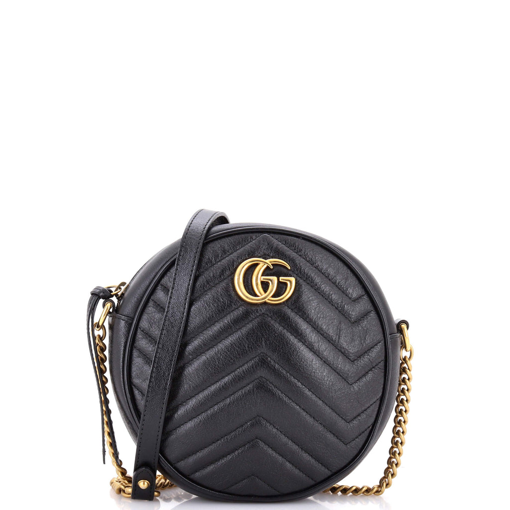 GG Marmont Round Shoulder Bag Matelasse Leather Mini