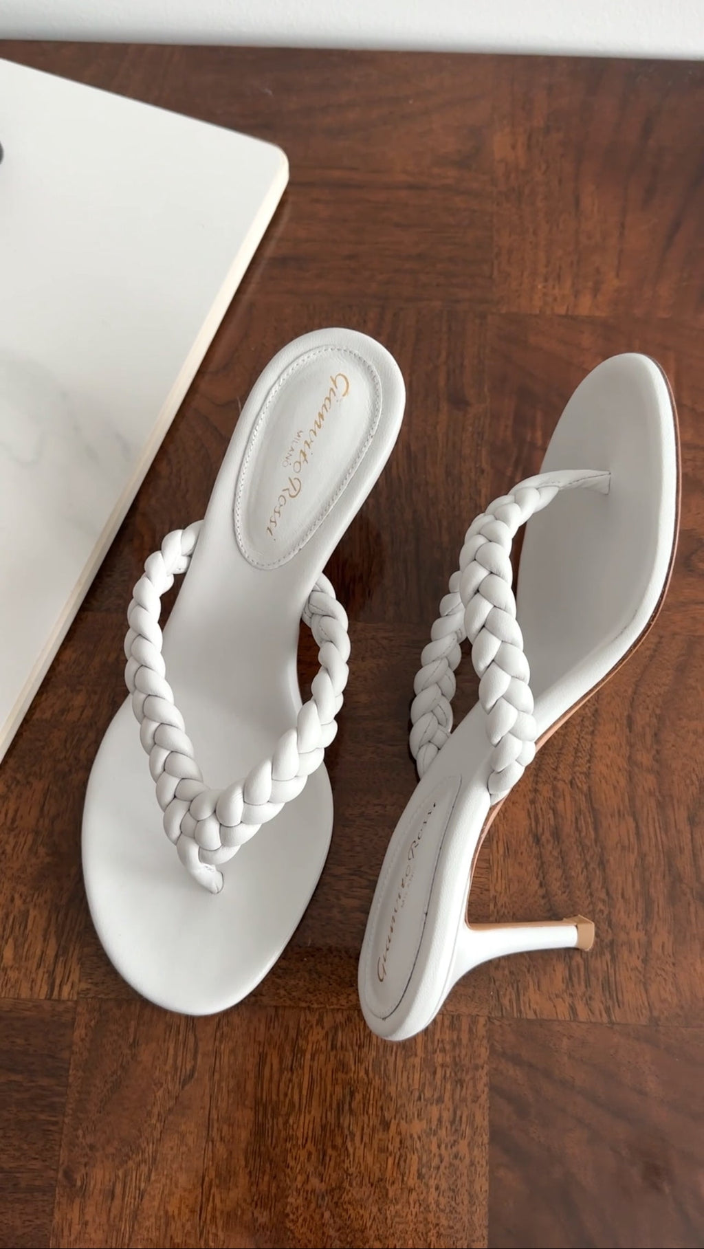 Gianvito Rossi White Leather Braided Sandals - 37
