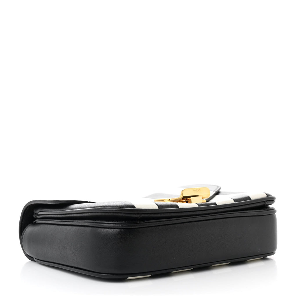 Shiny Calfskin Stripes Small C Bag Black