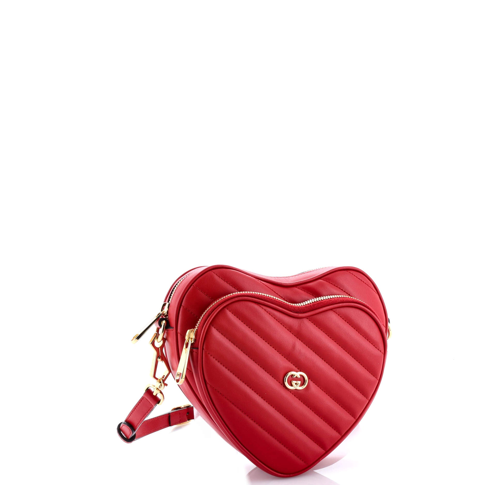 Interlocking G Heart Shoulder Bag Diagonal Quilted Leather Mini