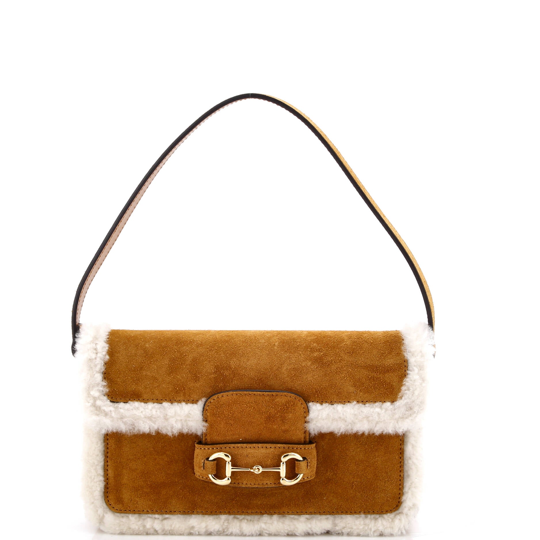 Horsebit 1955 Shoulder Bag Suede with Shearling Mini