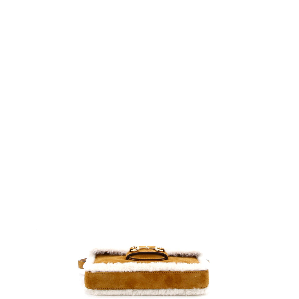 Horsebit 1955 Shoulder Bag Suede with Shearling Mini