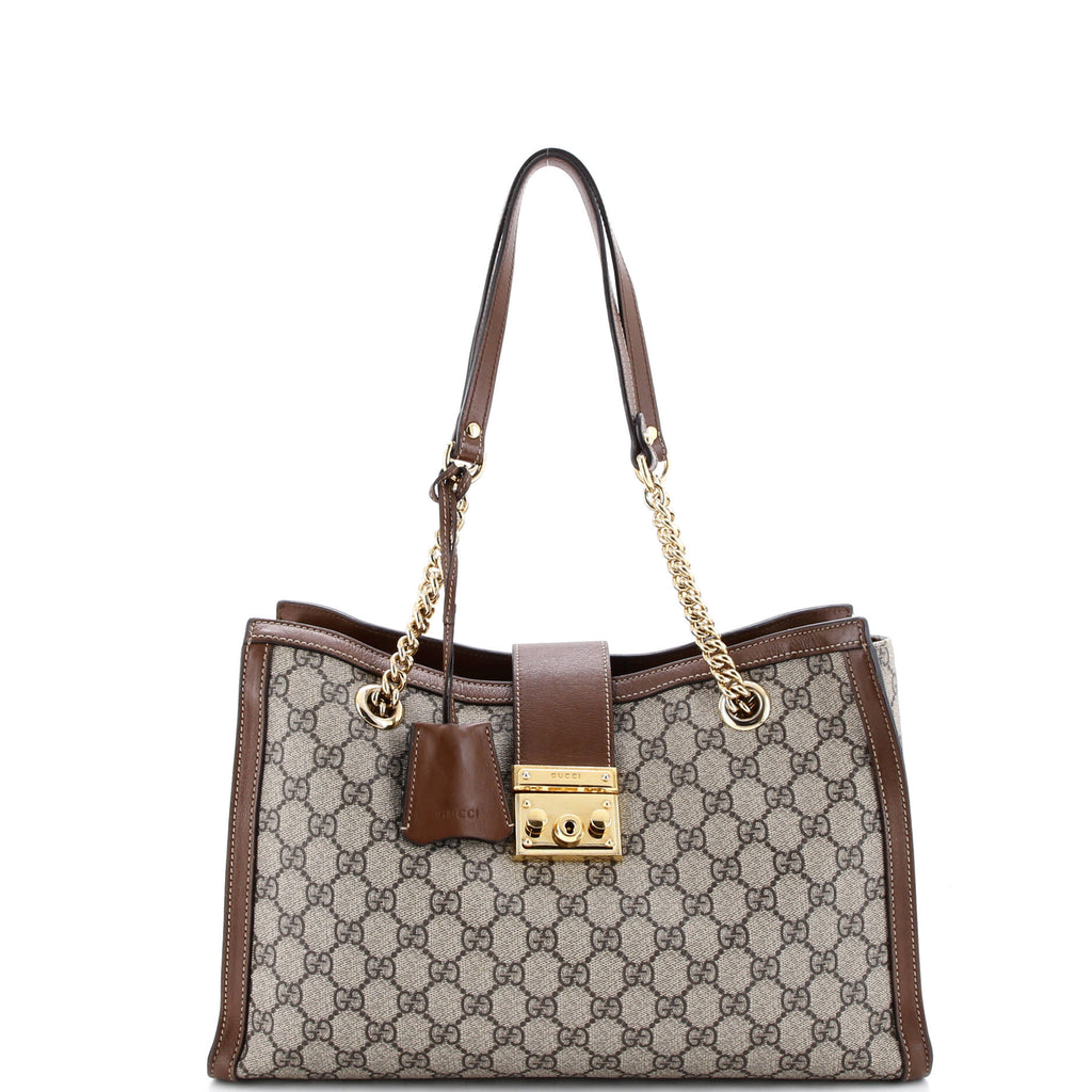 Padlock Chain Tote GG Coated Canvas with Leather Medium